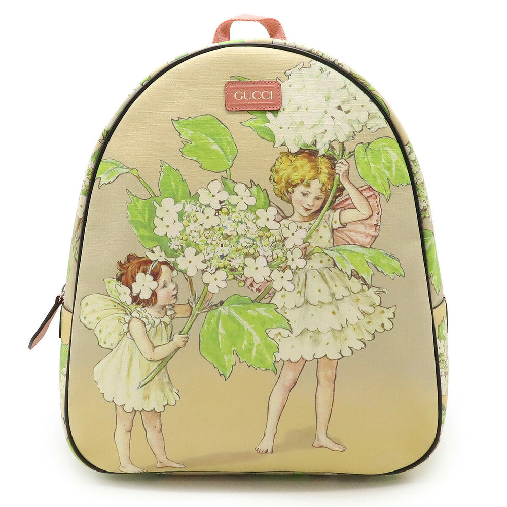 Gucci Flower Fairies Fairy Backpack Beige Cream Pink Multicolor